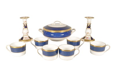 Lot 87 - COALPORT - 20TH CENTURY BONE CHINA COFFEE CUPS, TUREEN AND CANDLESTICK HOLDERS