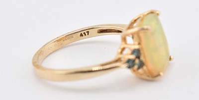 Lot 240 - HALLMARKED 9CT GOLD ETHIOPIAN OPAL & ARUSHA COLOUR CHANGE GARNET RING