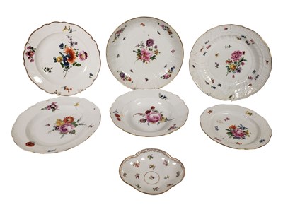 Lot 88 - COLLECTION OF 19TH CENTURY MEISSEN PORCELAIN HAND PAINTED FLORAL PLATES
