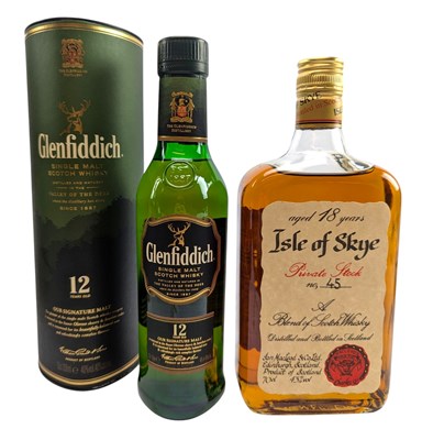Lot 203 - 18 YEARS OLD ISLE OF SKYE PRIVATE STOCK WHISKY T/W GLENFIDDICH 12 YEARS OLD WHISKY (2)