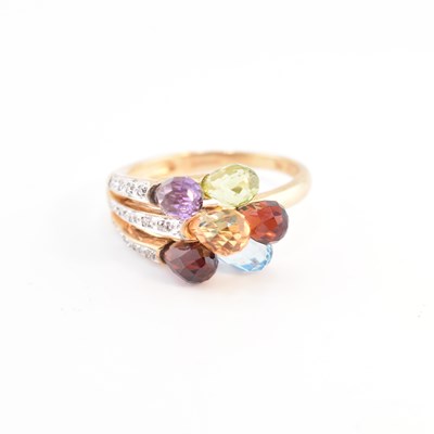 Lot 158 - HALLMARKED 9CT GOLD MULTI-STONE CROSSOVER RING