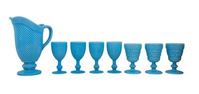 Lot 29 - CASE PUPO BLUE GLASS PITCHERS & DRINKING GLASSES