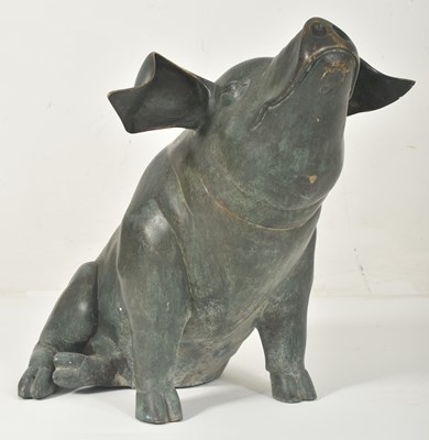 Lot 310 - 20TH CENTURY LARGE CAST BRONZE PIG STATUE