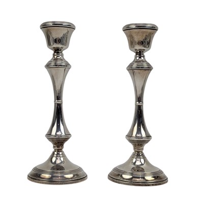 Lot 144 - PAIR OF ELIZABETH II HALLMARKED SILVER CANDLESTICKS