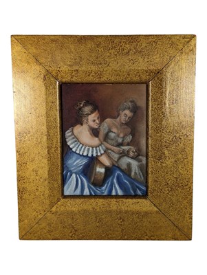 Lot 822 - LES BENSON - CONTEMPORARY OIL ON BOARD PAINTING OF LADIES