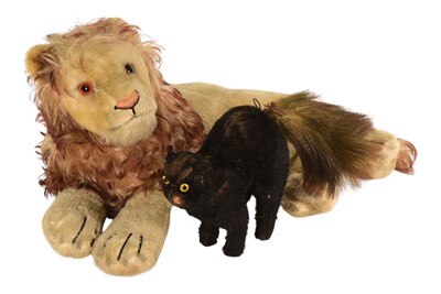 Lot 300 - TEDDY BEARS - GERMAN STEIFF LEO THE LION & STARTLED BLACK CAT