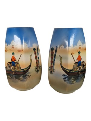 Lot 97 - CROWN FORD - PAIR OF HAND PAINTED ITALIAN STYLE VASES