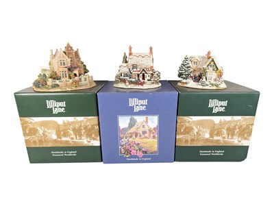 Lot 298 - LILLIPUT LANE - THREE LATE 20TH CENTURY BOXED COTTAGE RESIN SCULPTURES