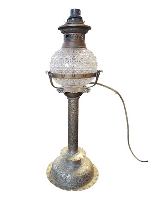 Lot 301 - HUKIN AND HEATH - EARLY 20TH CENTURY ARTS AND CRAFTS CONVERTED OIL LAMP