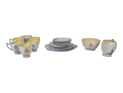 Lot 107 - SHELLEY - HOLLY HOCK EVE PATTERN - HAND PAINTED PORCELAIN TEA SERVICE