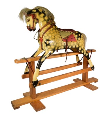 Lot 397 - VINTAGE HAND PAINTED WOODEN ROCKING HORSE