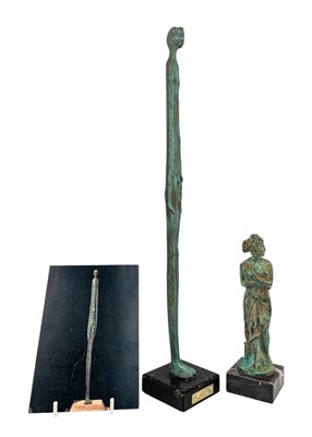 Lot 18 - TWO 20TH CENTURY BRONZE SCULPTURES OF LADIES ON STANDS