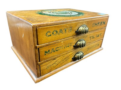 Lot 90 - J & P COLES - EARLY 20TH CENTURY WOODEN ADVERTISING SHOP DISPLAY COTTON CABINET