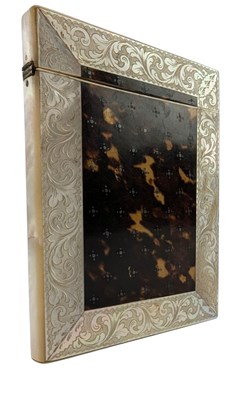 Lot 21 - VICTORIAN 19TH CENTURY MOTHER OF PEARL INLAID AND TORTOISHELL CARD CASE