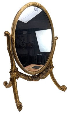 Lot 431 - FRENCH LOUIS XVI STYLE 19TH CENTURY GILTWOOD & GESSO SWING DRESSING MIRROR