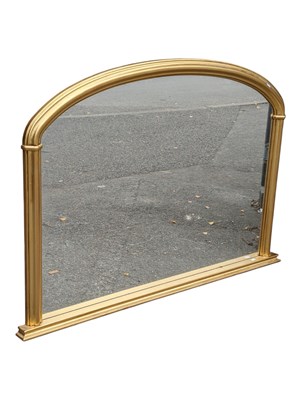 Lot 1006 - LARGE OVER MANTEL VICTORIAN REVIVAL GILT WALL OVERMANTEL MIRROR