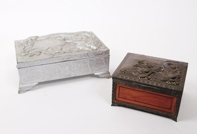 Lot 222 - TWO VINTAGE 20TH CENTURY DRAGON RELIEF CHINESE BOXES