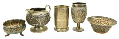 Lot 44 - COLLECTION OF 20TH CENTURY STERLING & INDIAN SILVER CUPS & DISHES