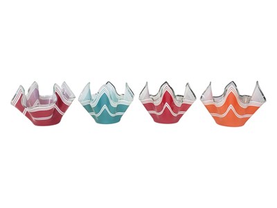 Lot 122 - CHANCE BROTHERS - FOUR MID CENTURY GLASS HANDKERCHIEF VASES