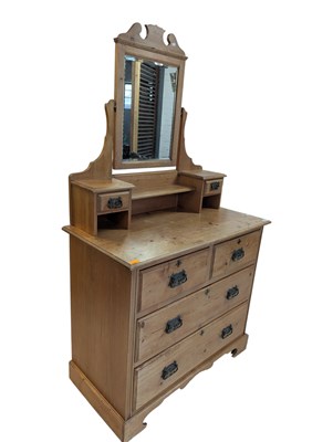 Lot 921 - 19TH CENTURY VICTORIAN PINE DRESSING CHEST OF DRAWERS