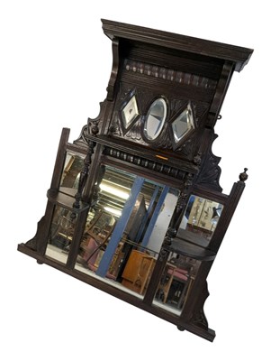 Lot 919 - 19TH CENTURY VICTORIAN MAHOGANY OVERMANTEL WALL MIRROR
