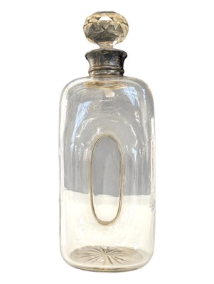 Lot 114 - EARLY 20TH CENTURY GLASS DECANTER WITH SILVER COLLAR