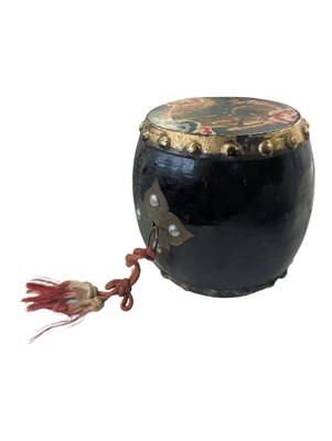 Lot 316 - EARLY 20TH CENTURY CHINESE BLACK LACQUERED DRUM