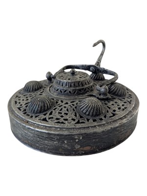 Lot 317 - 20TH CENTURY WHITE METAL PERSIAN HANGING LANTERN / INCENSE BURNER
