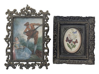 Lot 320 - FRENCH 19TH CENTURY CARVED WOODEN FRAME WITH BRASS ACANTHUS LEAF FRAME