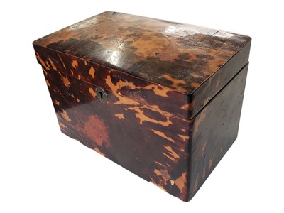 Lot 321 - VICTORIAN SHELLAC FAUX TORTOISESHELL TEA CADDY BOX
