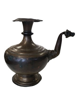 Lot 326 - 19TH CENTURY MONGOLIAN BRASS AND COPPER EWER WATER POURER