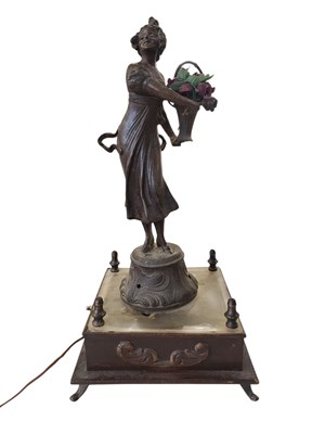 Lot 327 - 20TH CENTURY ART NOUVEAU STYLE COPPER FIGURAL LAMP