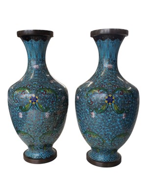 Lot 329 - A PAIR OF 19TH CENTURY VINTAGE CHINESE CLOISONNE VASES