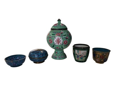 Lot 330 - COLLECTION OF 19TH CENTURY CHINESE ENAMELLED AND CLOISONNE PIECES