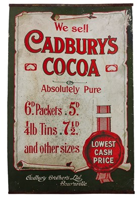 Lot 96 - CADBURY'S COCOA - TURN OF THE CENTURY TIN SIGN