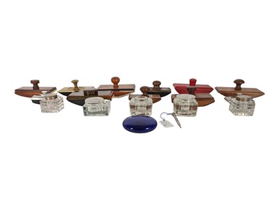 Lot 338 - COLLECTION OF 20TH CENTURY VINTAGE INK BLOTTERS AND GLASS INKWELLS