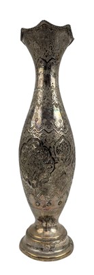 Lot 28 - EARLY 20TH CENTURY PERSIAN / IRANIAN SILVER FLORAL MOUTH RIM VASE