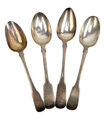 Lot 162 - THREE GEORGE III HALLMARKED SILVER SERVING SPOONS