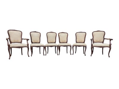Lot 981 - SET OF SIX LOUIS FRENCH STYLE FAUTEUILS DINING CHAIRS