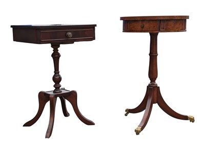 Lot 980 - 19TH CENTURY REVIVAL PEDESTAL YEW & MAHOGANY SIDE / OCCASIONAL TABLES
