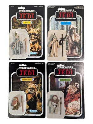 Lot 571 - STAR WARS - ORIGINAL VINTAGE EWOK ACTION FIGURES WITH CARD BACKS