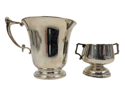 Lot 164 - EDWARD VII HALLMARKED SILVER MINIATURE TROPHY & A CHRISTENING CUP