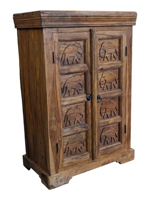 Lot 967 - LATE 20TH CENTURY HARDWOOD ELEPHANT CABINET / CUPBOARD