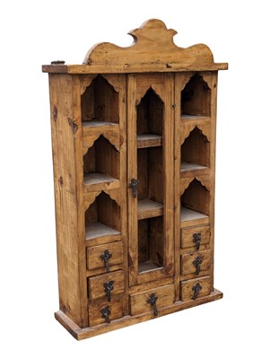 Lot 979 - VINTAGE 20TH CENTURY HARDWOOD WALL MOUNTED SPICE CABINET