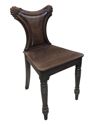 Lot 955 - VICTORIAN 19TH CENTURY MAHOGANY ARMORIAL HALL CHAIR