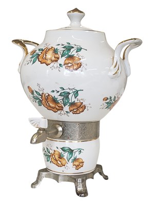 Lot 125 - VINTAGE 20TH CENTURY RUSSIAN CERAMIC ELECTRIC SAMOVAR