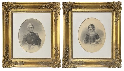 Lot 415 - CAPTAIN ROBERT STREATFEILD AND HIS WIFE - PENCIL AND GOUACHE PORTRAIT PAINTINGS