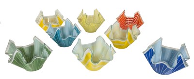 Lot 128 - CHANCE BROTHERS GLASS - EIGHT VINTAGE MID 20TH CENTURY HANDKERCHIEF BOWLS