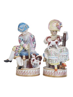 Lot 132 - MEISSEN, GERMANY - TWO 18TH CENTURY PORCELAIN GENTLEMEN & LADY FIGURINE