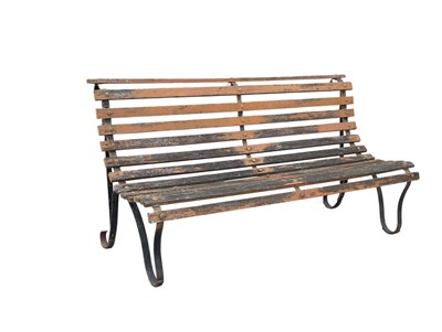 Lot 965 - VICTORIAN 19TH CENTURY STRAPWORK WROUGHT IRON GARDEN BENCH